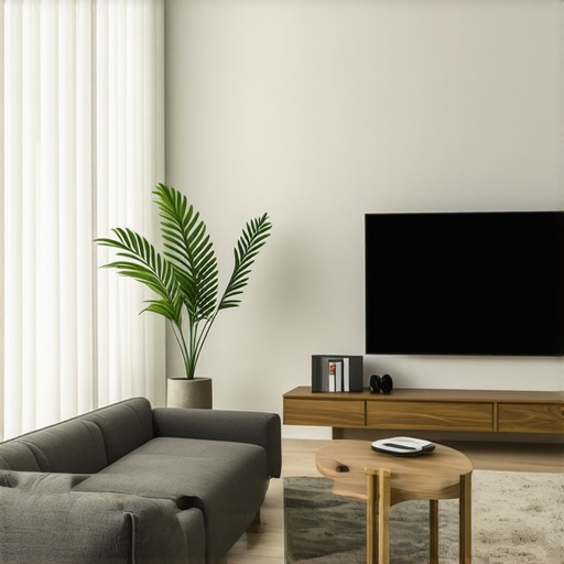 Elegant Home OLED Display Setup Living room with wall-mounted OLED TV and modern decor