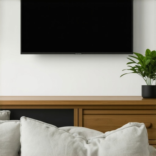 A sleek, adjustable wall mount holding a flat-screen TV in a contemporary living room.