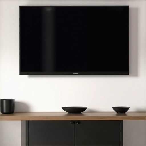 Wall-mounted Mini LED TV in a stylish home theater setup