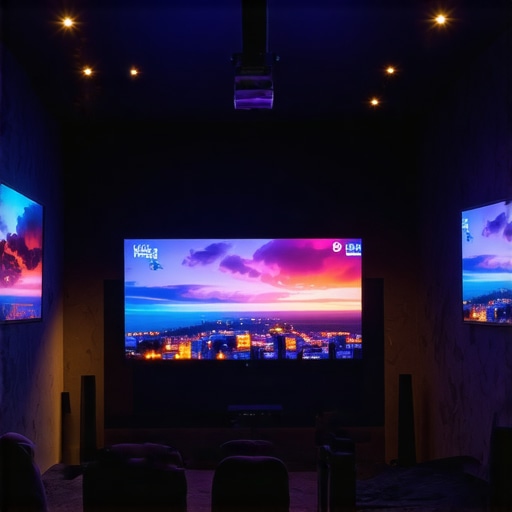 Modern home theater wall mount with OLED, Mini LED, and projector