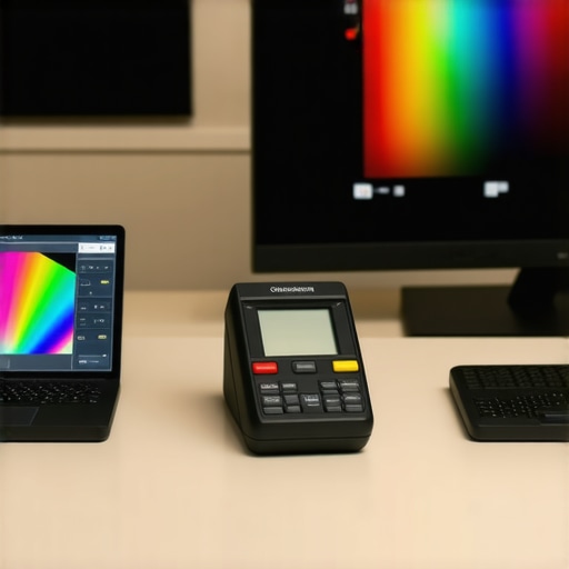 A technician calibrating a high-end home television with professional tools