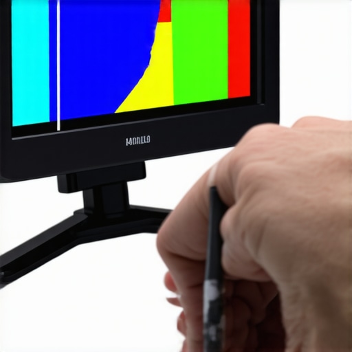 A technician calibrates a high-end home display with professional tools, ensuring optimal performance