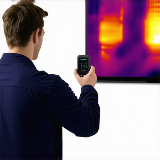 Technician inspecting a home display with thermal imaging
