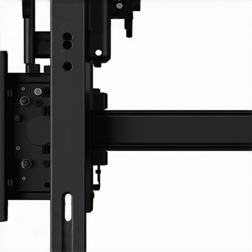 Detailed close-up of steel anchors and vibration dampers on a heavy-duty TV mount for mini LED display.