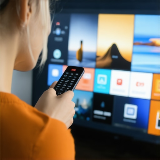 Person customizing display settings on an OLED or mini-LED TV to prevent auto-dimming and burn-in.