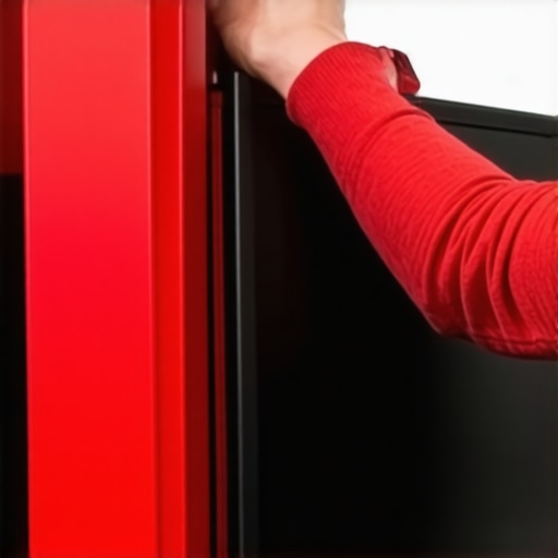 Person attaching foam damping strips to the back of a mini-LED TV