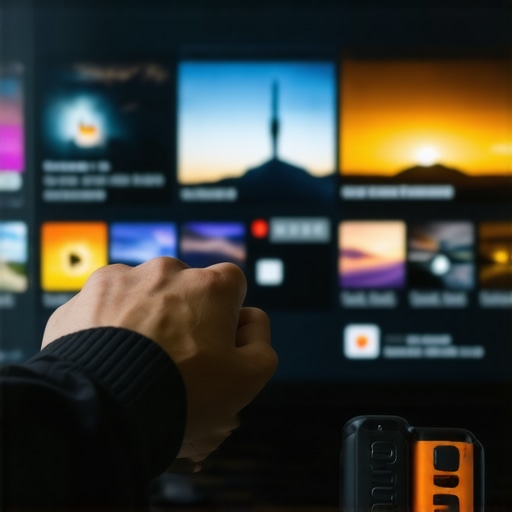Person adjusting picture settings on a modern 4K TV with calibration tools