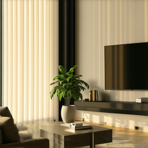 Living room setup with blackout curtains and a mounted OLED TV