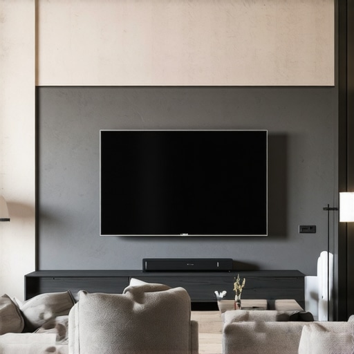 Hidden Streaming Device Behind Wall-Mounted TV Modern living room showing a concealed streaming device behind a wall-mounted TV