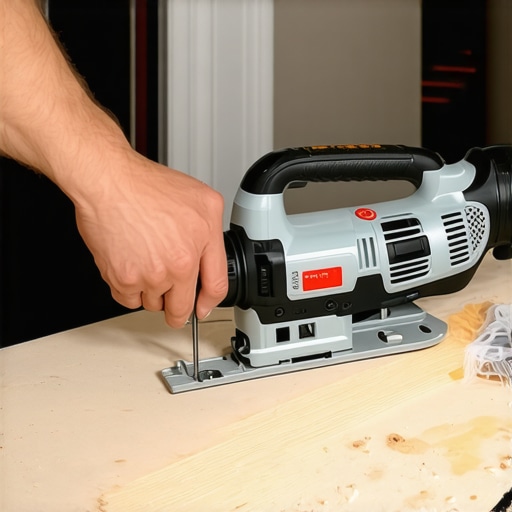 Person cutting a slot in a hollow core door for hiding cables, demonstrating DIY home installation.