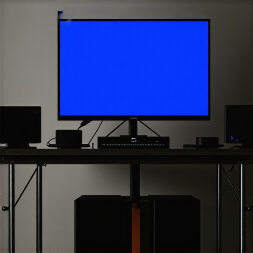 Home Display Maintenance Tools Professional calibration tools and mounted home displays in a modern living room setting