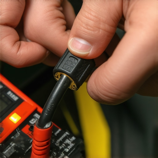 Person checking HDMI cable for visible damage and wear
