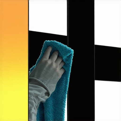 Person gently cleaning an OLED TV screen with specialized tools for optimal performance.