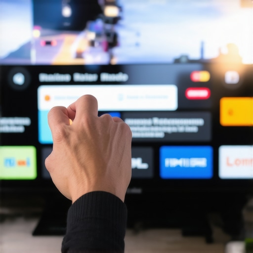 Person configuring gaming mode and HDMI settings on a flat-screen TV for minimal input lag.