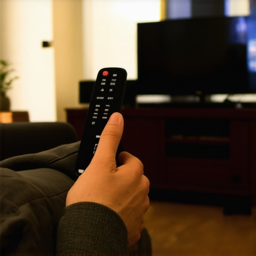 Optimizing TV and Remote Placement for Better Response Person adjusting TV brightness and repositioning remote sensor in living room