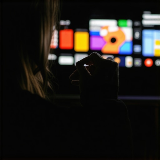 Calibrating Mini LED TV Brightness Person fine-tuning TV settings on a mini LED display with menu on screen