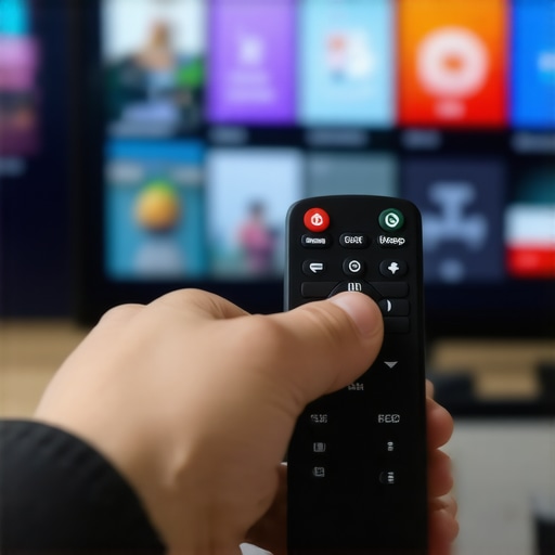 Person adjusting picture settings on a 4K TV remote to improve fast motion display