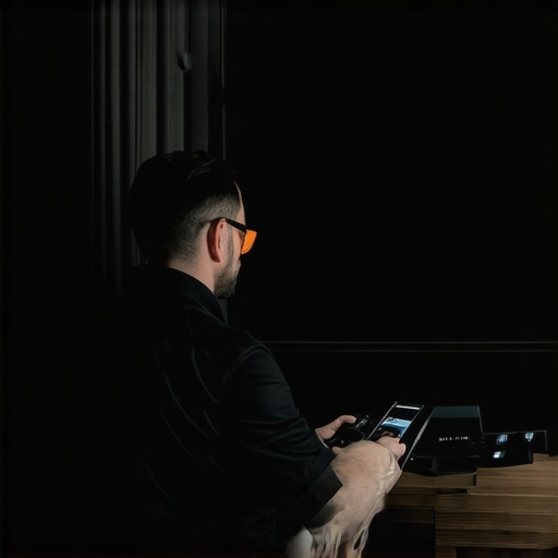 A technician adjusting a home theater OLED television with calibration tools