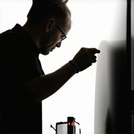 Technician using microfiber cloth and cleaning spray on an OLED TV screen
