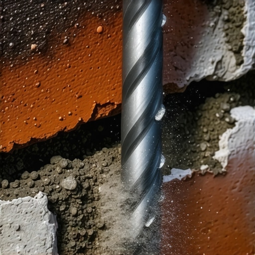 Masonry drill bit in action drilling into brick wall