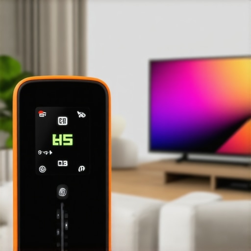 Professional calibration tool at work. Calibration device measuring the color accuracy of a home OLED TV.