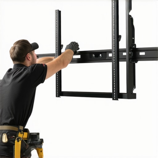 Proper Mounting with a Magnetic Level Installer using a magnetic level to ensure perfect alignment of OLED TV on wall