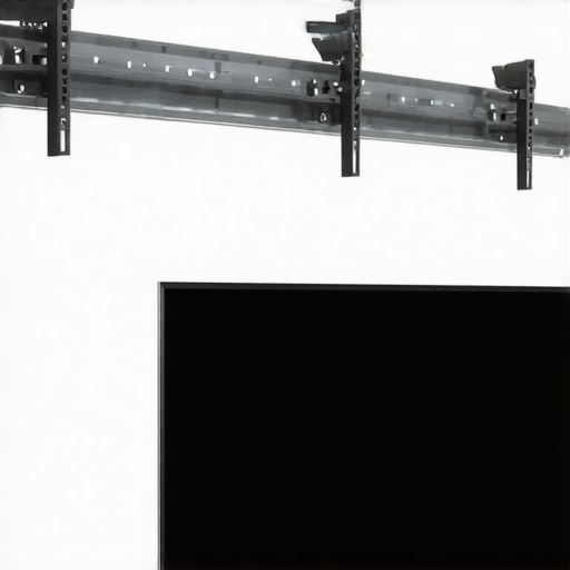 Close-up of a heavy OLED TV mounted on a reinforced barn door with sturdy support