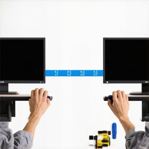 The painters tape trick for perfectly spacing a dual-monitor mount