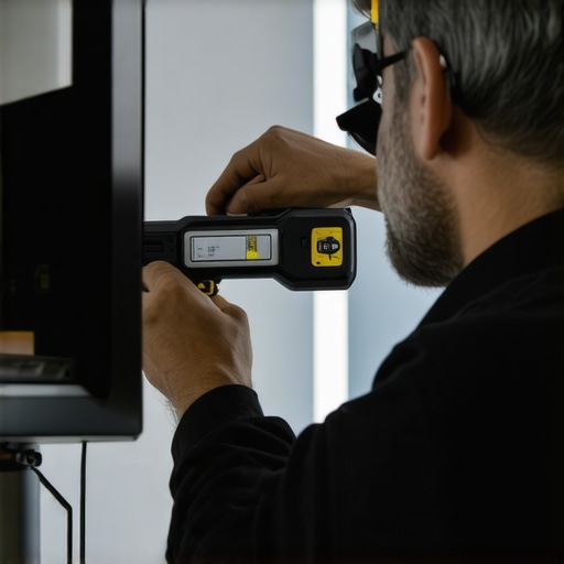 Using a Magnetic Level for Accurate Mounting Close-up of a person measuring a TV mount with a magnetic level
