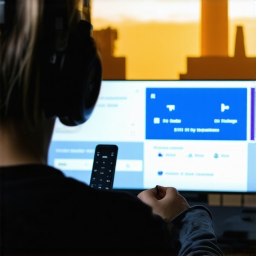 Aligning Audio Delay on OLED TV Person fine-tuning audio delay settings on a sleek OLED TV with headphones in the foreground.