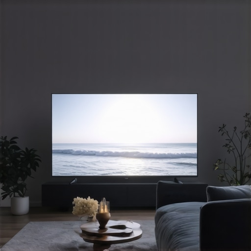 Optimized Room Lighting for OLED Brightness Living room setup with OLED TV and ambient bias lighting.
