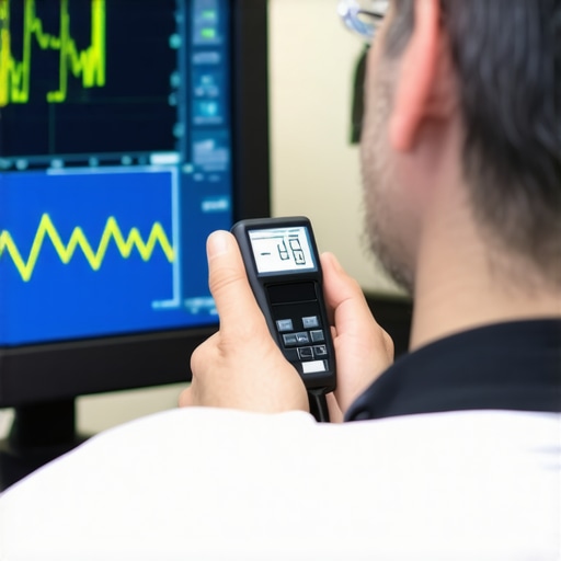 Professional Display Calibration Technician using a colorimeter to calibrate a home TV