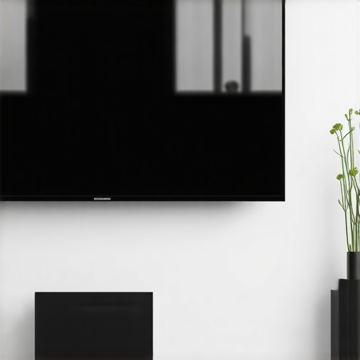 Proper OLED calibration and mounting setup Close-up of a wall-mounted OLED TV with calibration tools and ambient lighting