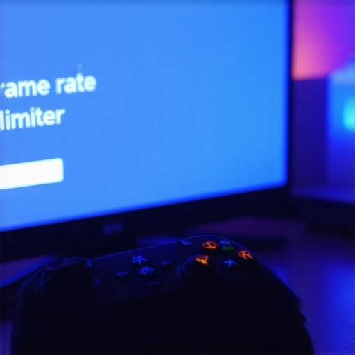 A person using a game controller to adjust frame rate settings on a high-end gaming TV to fix screen flickering.
