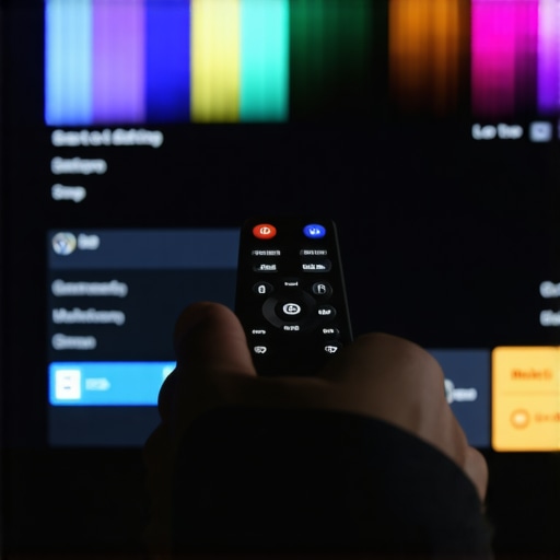 Adjusting Gamma Settings for Better Screen Uniformity Person calibrating TV menu settings to fix color tinting issues