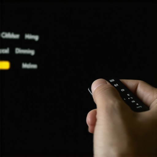 A person calibrating a Mini LED TV by changing the local dimming settings to reduce picture noise.