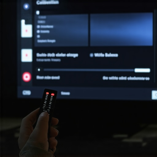Adjusting OLED White Balance Settings A person calibrating the white balance on an OLED TV to fix color tinting issues.