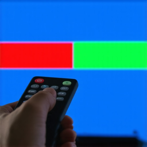 Close-up of a television calibration menu with RGB gain and offset sliders