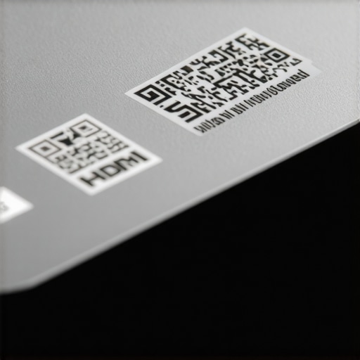 Macro shot of the official HDMI 2.1 certification hologram on retail packaging.