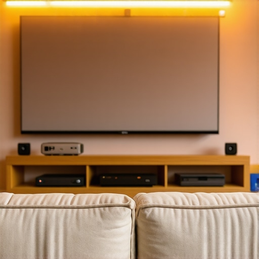 Bias Lighting for DLP Projectors A home theater room with soft bias lighting used to reduce the DLP rainbow effect.