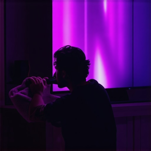 Professional cleaning technique for an OLED TV panel using a microfiber cloth.