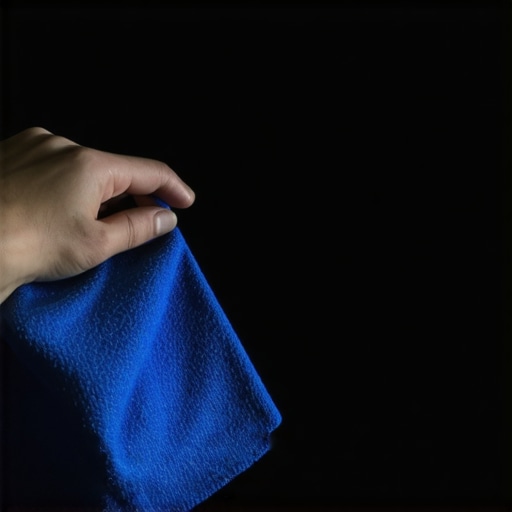 Cleaning a sticky residue off a high-end OLED display A close-up view of a microfiber cloth removing a gummy smudge from a television screen.