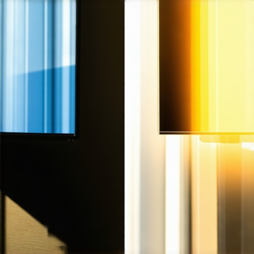 A visual demonstration of peak brightness differences between OLED and Mini LED panels in a bright living room.
