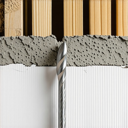 Drilling into Lath and Plaster Close up of professional drilling into historic lath and plaster wall for TV mounting.