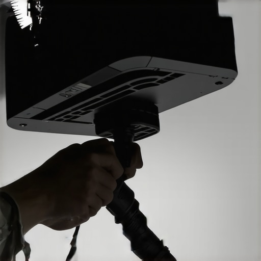 Essential Projector Maintenance Tools Cleaning dust from home theater projector vents with a specialized brush
