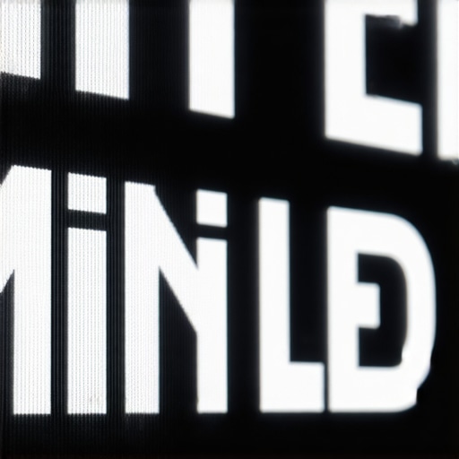 Example of Mini LED blooming Close-up of Mini LED blooming around white text on a black screen in a dark room.