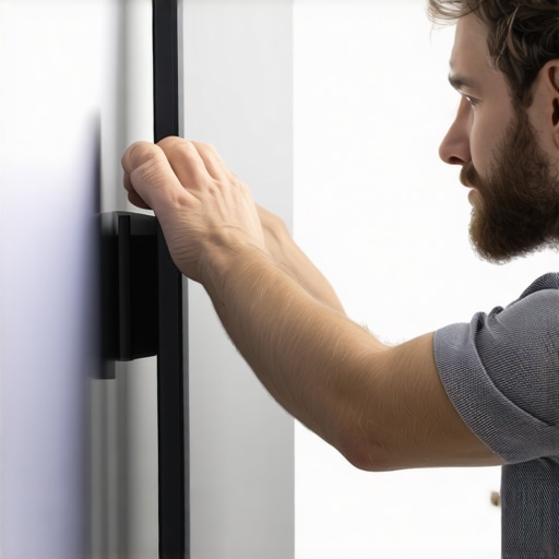 Side view of a thin OLED television being mounted to a wall.