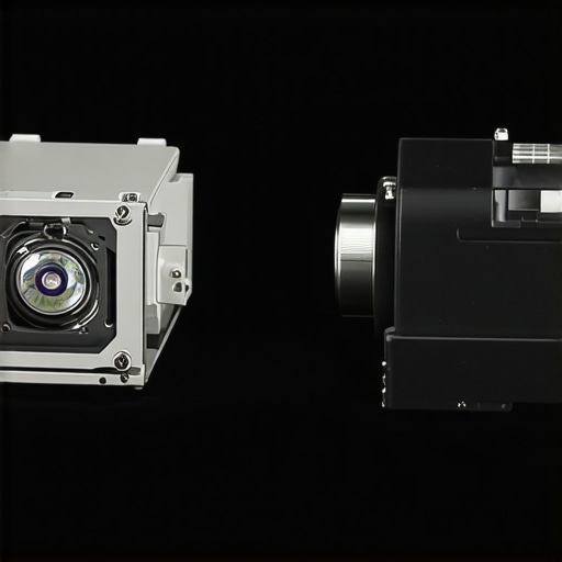 A comparison between a genuine manufacturer projector lamp and a low-quality compatible bulb highlighting internal thermal shielding.