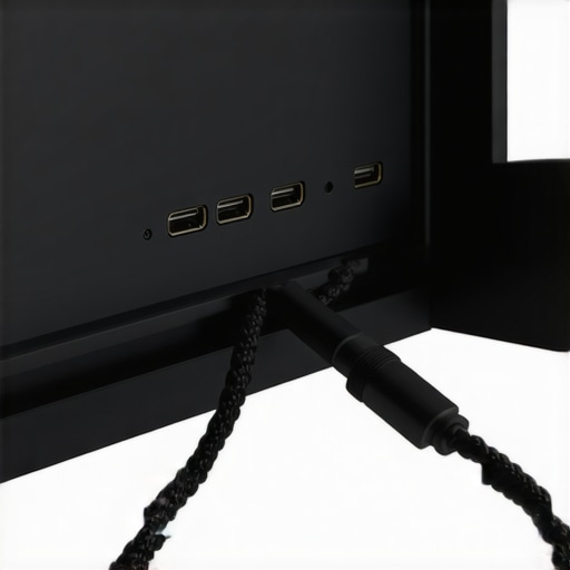 Close-up of HDMI 2.1 120Hz ports on the back of a gaming television.