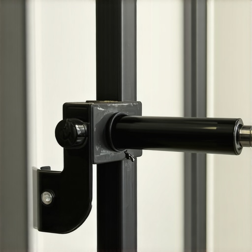 Close-up of a professional TV mount installation on a vertical pole with friction tape.